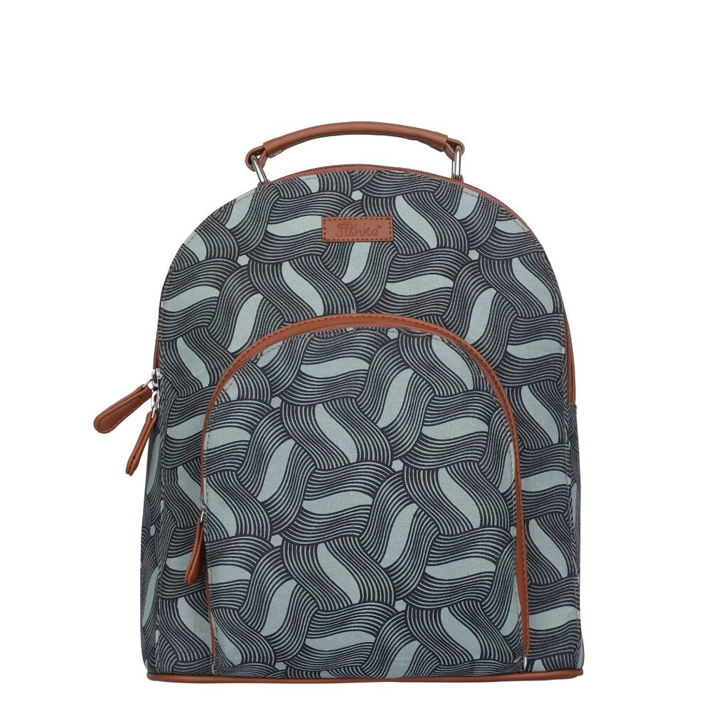 Olive Green Printed Handcrafted Fabric Sling Backpack for Women